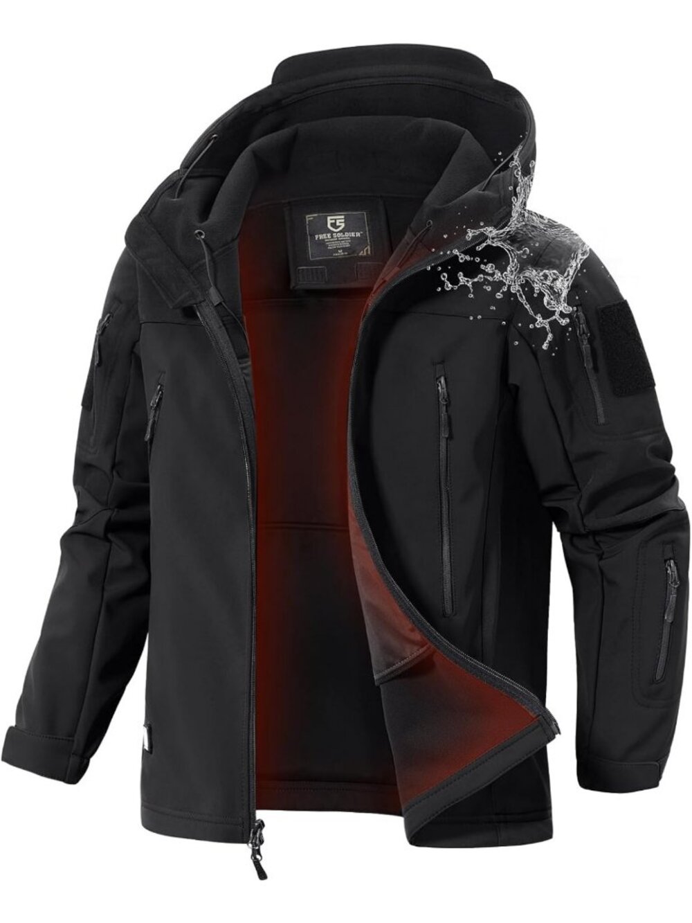 Men's Waterproof Hooded Rain Jacket, Fleece Lined Softshell, Outdoor Gear
